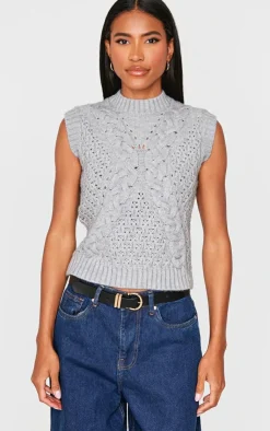 PrettyLittleThing Sweaters*Textured Cable Knit Sweater Vest