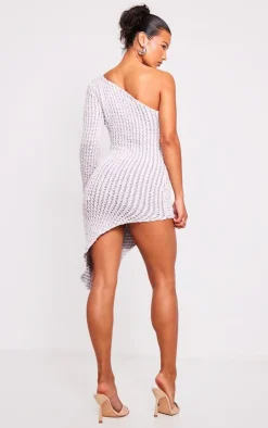 Towel Textured Knit One Sleeve Dress-PrettyLittleThing Best