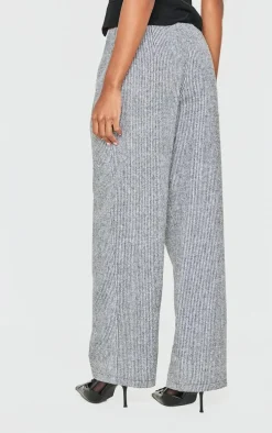 Grey Tweed Low Rise Straight Leg Pants