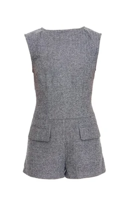 PrettyLittleThing Christmas Shop*Tweed Sleeveless Pocket Detail Romper