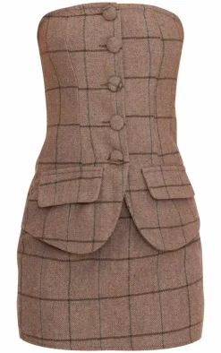 Twill Bandeau Vest Detail Bodycon Dress-PrettyLittleThing Outlet