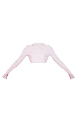 New PrettyLittleThing Wide Rib Knit Long Sleeve Top Grey