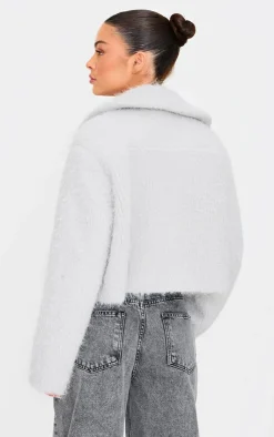 PrettyLittleThing Wool Coats*Wool Look Pocket Detail Zip Up Jacket