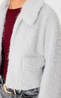 PrettyLittleThing Wool Coats*Wool Look Pocket Detail Zip Up Jacket