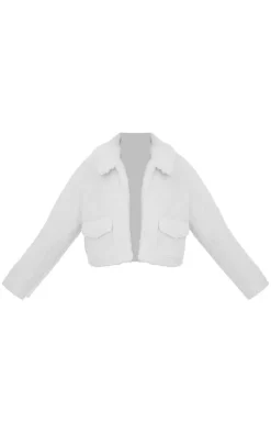 PrettyLittleThing Wool Coats*Wool Look Pocket Detail Zip Up Jacket