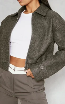 PrettyLittleThing Wool Coats*Wool Look Zip Front Bomber Jacket