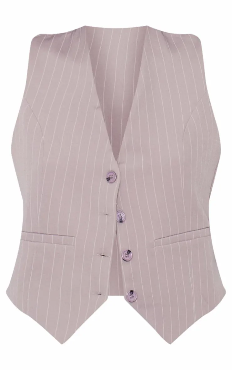 PrettyLittleThing Sleeveless Tops*Woven Striped Fitted Vest