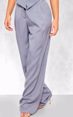 Clearance PrettyLittleThing Woven Tailored Pleated Wide Leg Pants Grey