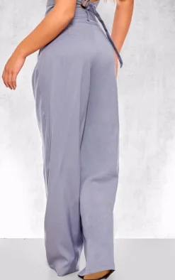 Clearance PrettyLittleThing Woven Tailored Pleated Wide Leg Pants Grey