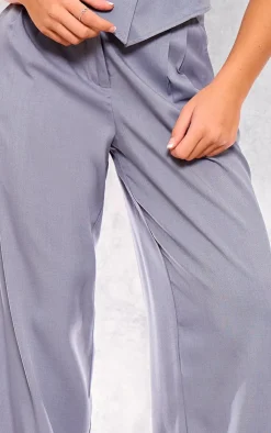 Clearance PrettyLittleThing Woven Tailored Pleated Wide Leg Pants Grey