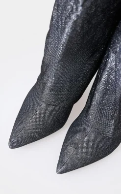 PrettyLittleThing Knee High Boots*Diamante Point Toe Fold Over Wedged Knee High Boots