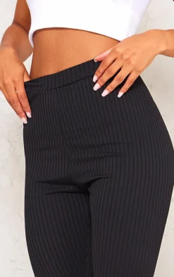 Harlie Black Ribbed High Waisted Leggings