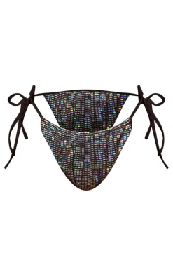 Holographic Sequin Tie Side Bikini Bottoms