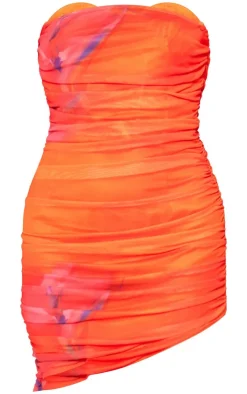 Printed Ruched Bodycon Dress-PrettyLittleThing Hot