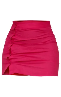 Sale PrettyLittleThing Asymmetric Button Up Mini Skirt Hot Pink
