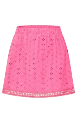 Outlet PrettyLittleThing Broderie Micro Mini Skirt Hot Pink
