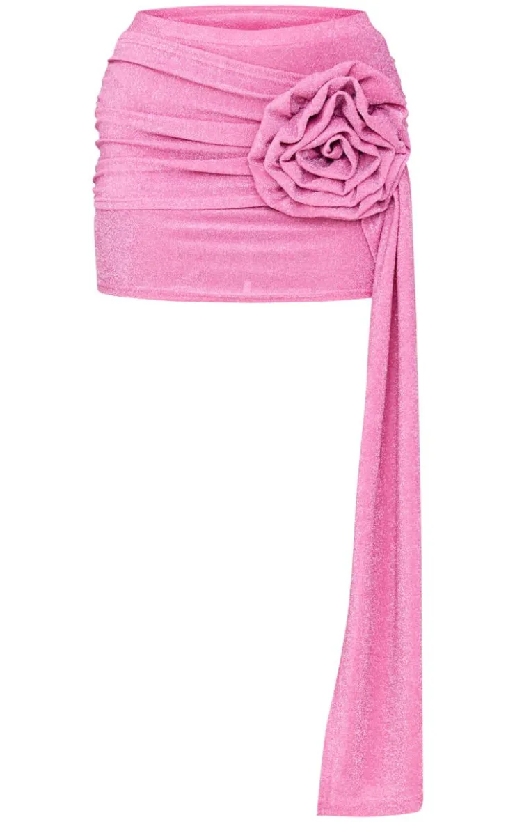 Corsage Detail Draped Mini Skirt-PrettyLittleThing