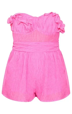 Crinkle Sheer Frill Detail Bandeau Romper-PrettyLittleThing Best