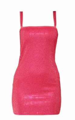 Diamante Strappy Bodycon Dress-PrettyLittleThing Outlet