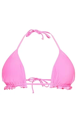 Hot Pink Frill Edge Padded Bikini Top