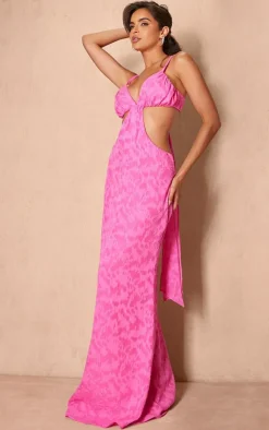 Jacquard Cut Out Maxi Dress-PrettyLittleThing Outlet