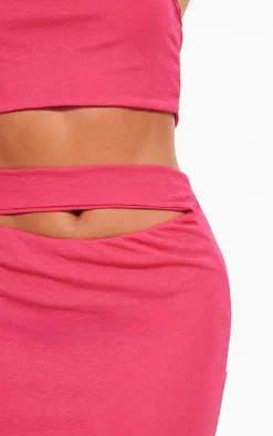 Online PrettyLittleThing Onion Skin Cut Out Mini Skirt Hot Pink