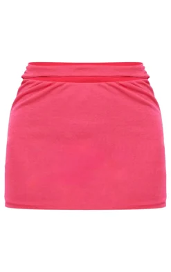 Online PrettyLittleThing Onion Skin Cut Out Mini Skirt Hot Pink