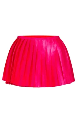Hot Pink Premium Satin Pleated Micro Mini Skirt