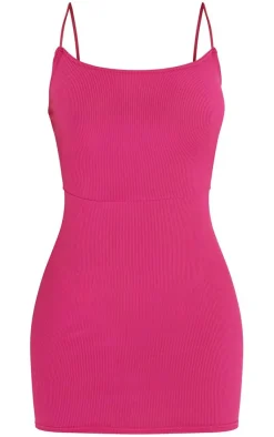 Ribbed Lace Up Back Bodycon Dress-PrettyLittleThing Hot