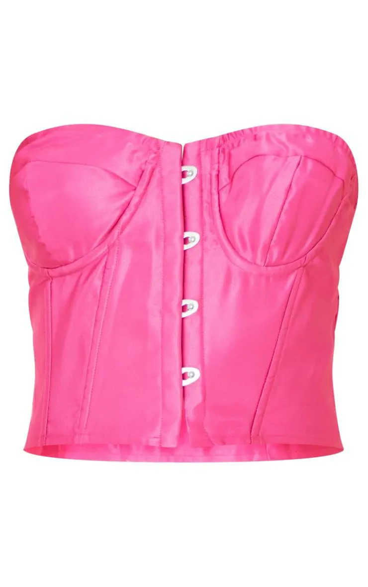 PrettyLittleThing Corsets*Satin Boned Hook And Eye Asymmetric Corset
