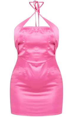 Satin Cross Neck Detail Bodycon Dress-PrettyLittleThing Best
