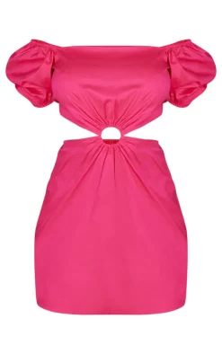 Satin Puff Sleeve Cut Out Shift Dress-PrettyLittleThing Best