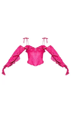 PrettyLittleThing Corsets*Sequin Lace Detail Boned Bardot Corset
