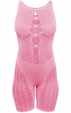 PrettyLittleThing Unitards*Sheer Seamless Diamond Trim Unitard
