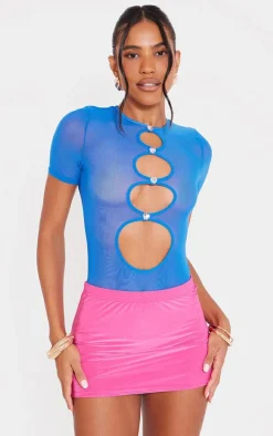 Hot Pink Slinky Basic Low Rise Extreme Micro Mini Skirt