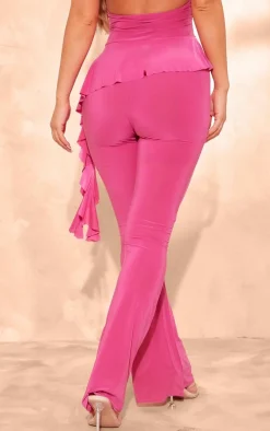 Clearance PrettyLittleThing Slinky Flared Pants Hot Pink