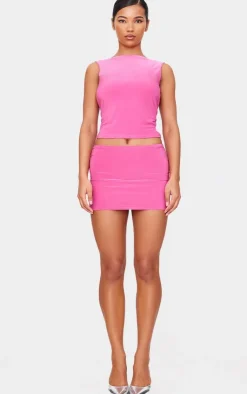 New PrettyLittleThing Slinky Low Rise Micro Skirt Hot Pink