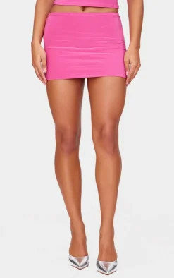 New PrettyLittleThing Slinky Low Rise Micro Skirt Hot Pink