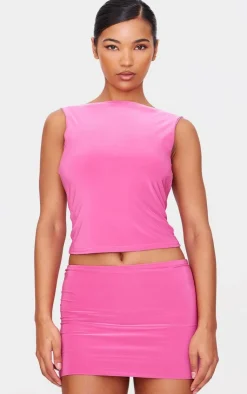 New PrettyLittleThing Slinky Low Rise Micro Skirt Hot Pink