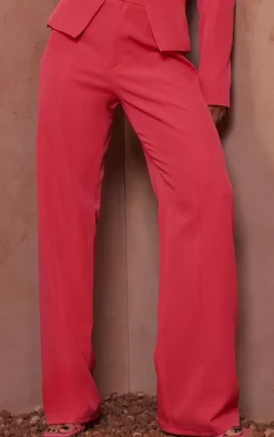 Discount PrettyLittleThing Tailored Wide Leg Pants Hot Pink