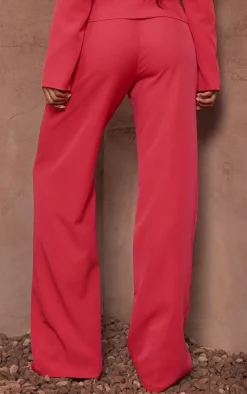 Discount PrettyLittleThing Tailored Wide Leg Pants Hot Pink