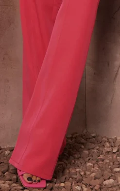 Discount PrettyLittleThing Tailored Wide Leg Pants Hot Pink