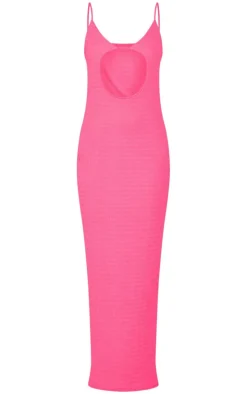 Textured Cut Out Detail Strappy Midi Dress-PrettyLittleThing Clearance