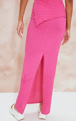 New PrettyLittleThing Textured High Waist Maxi Skirt Hot Pink