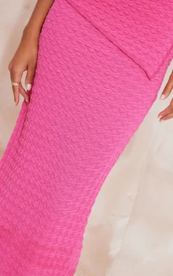 New PrettyLittleThing Textured High Waist Maxi Skirt Hot Pink