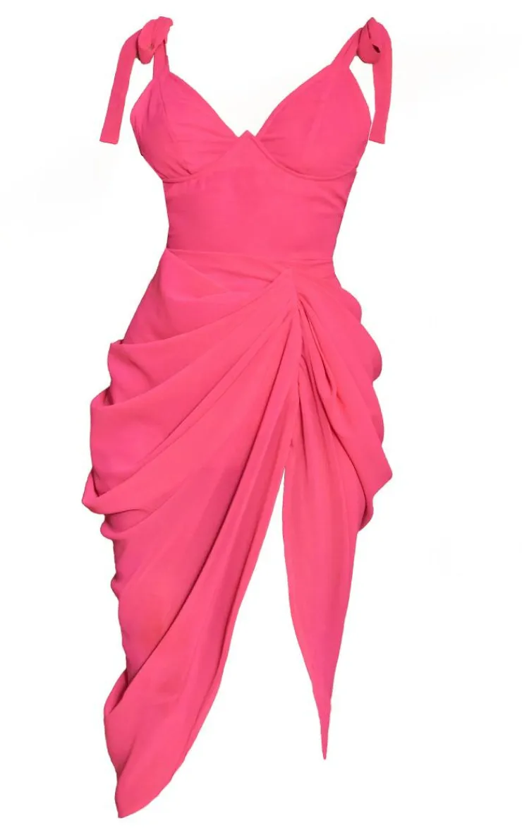 Underwire Detail Draped Midi Dress-PrettyLittleThing Outlet