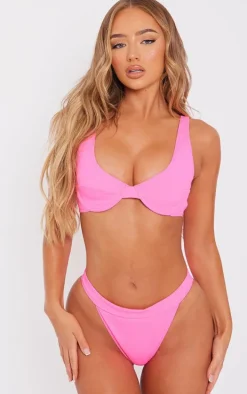 Hot Pink Underwired Scuba Bikini Top