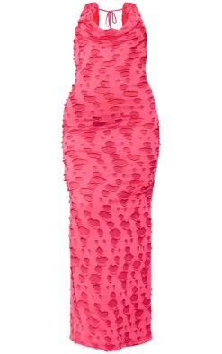 Woven Textured Cowl Neck Maxi Dress-PrettyLittleThing Discount