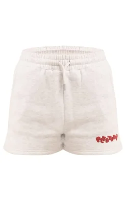 Ice Grey PLT Studio Archive Puff Print Drawstring Sweat Shorts
