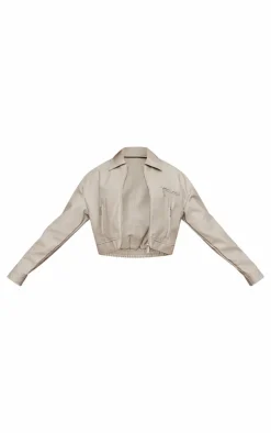 PrettyLittleThing Faux Leather Jackets*Textured Faux Leather Minimal Biker Jacket